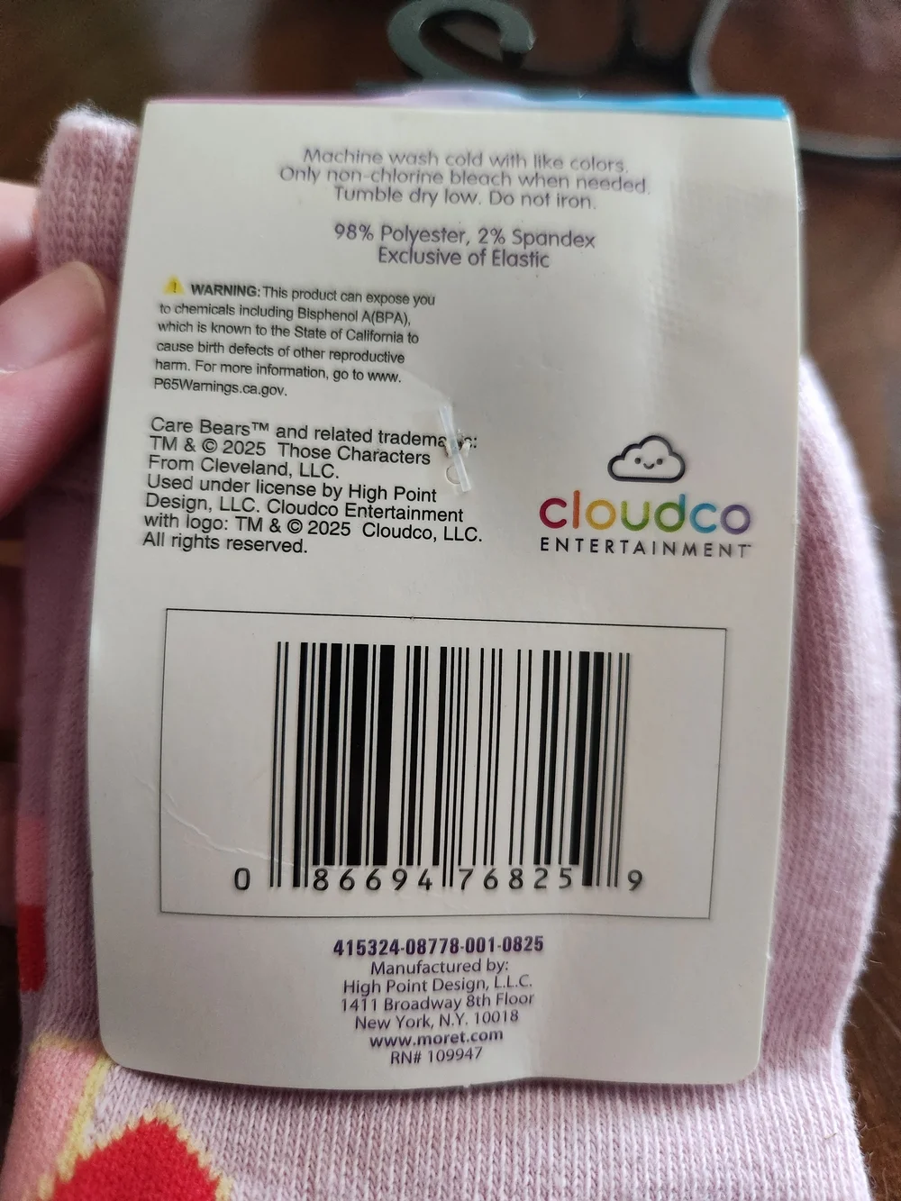 Care Bears Light Pink Kids Socks with Red Heart Bear